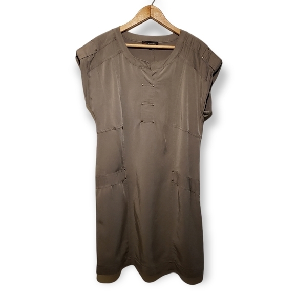 JEANNE BEKER Khaki loose fit Shift Dress SZ 4 - Picture 1 of 9